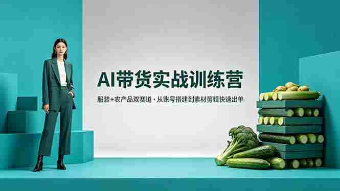 （18355期）AI带货实战训练营，服装+农产品双赛道，从账号搭建到素材剪辑快速出单-易度轻创站