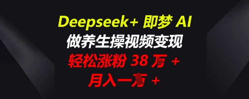 Deepseek+即梦AI，做养生操视频变现，轻松涨粉38W+，月入一W+-易度轻创站