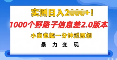 2025抖音1000个野路子信息差最新玩法，一分钟过原创，暴力变现月入几k-易度轻创站
