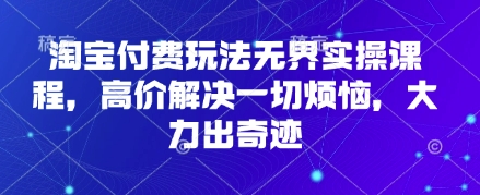 淘宝付费玩法无界实操课程，高价解决一切烦恼，大力出奇迹-易度轻创站