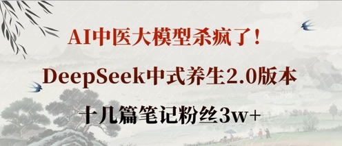 AI中医大模型杀疯了！DeepSeek中式养生2.0版本，十几篇笔记粉丝3w+-易度轻创站