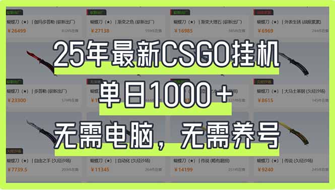 （14178期）25年最新CSGO挂机系统，单日1000+，无需电脑，无需养号，0基础可上手-易度轻创站