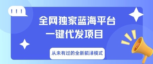 全网独家蓝海平台一键代发项目，从未有过的全新躺Z模式-易度轻创站
