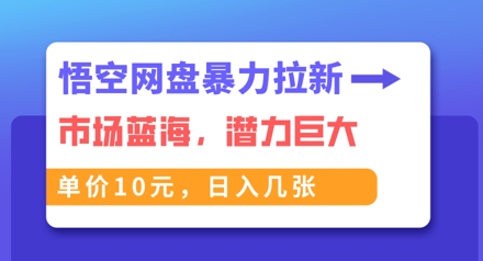 悟空网盘暴力拉新：一单10元，市场空白，日入几张-易度轻创站