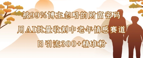 被99%博主忽略的财富密码：用AI批量收割中老年情感赛道，日引流300+精准粉-易度轻创站