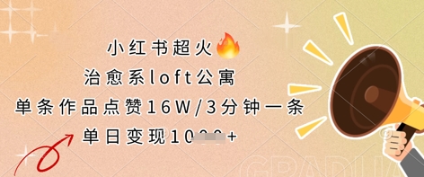 小红书超火的治愈系loft公寓，单条作品点赞16W，3分钟一条，单日变现数张-易度轻创站