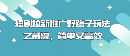 短剧拉新推广野路子玩法之截流，简单又高效-易度轻创站