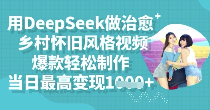 用DeepSeek做治愈乡村怀旧风格视频，爆款轻松制作，当日最高变现多张-易度轻创站